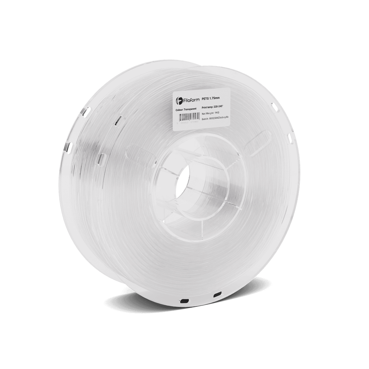 A 1kg spool of Filaform Tough PETG in Transparent, 1.75 mm